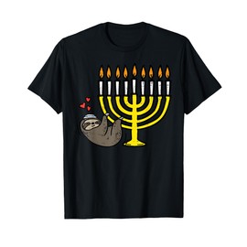 Hanukkah Sloth Menorah Chanukah Jewish Women Kids Boys Girl T-Shirt