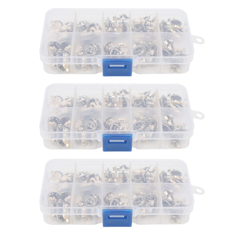 3 Boxes 150pcs Brooch Buttons White Rabbit Head Shape Detachable