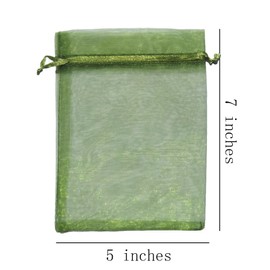100 Pc 5x7 inches Organza Gift Wrap Bags Light Green for Baby Shower,Christmas,Party Favors,Birthday,Wedding,Bridal Shower Drawstring Sheer Fabric Clear Mesh Sachet for Jewelry,Candy,Party Supplies