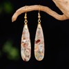 Boho Stone Earrings Natural Agalmatolite Gemstone Drop Charm Dangle Earrings