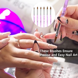 6 Pcs Gel Brushes for Nails,Nail Art Brush,Nail Painting Brush for Nail Art Design Painting Salon and DIY