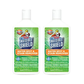 Invisible Shield Water Spot & Stain Remover Scrub 10 fl. oz. Removes Hard Water Spots and Soap Scum from Glass and Multi Surface by UNELKO- Clean-X Invisible Shield 2 Pack