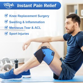 Hilph Ice Pack for Knee Injuries, Reusable Knee Ice Bag Filled Ice Cube Cold Pack Wrap Around Entire Knee for Knee Replacement Surgery, Meniscus Tear, No-Leak, No Condensation