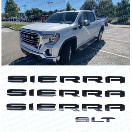 GMC 4PCS Gloss Black Letters Emblem Nameplate Badge for 2019 - 2024 GMC SIERRA SLT