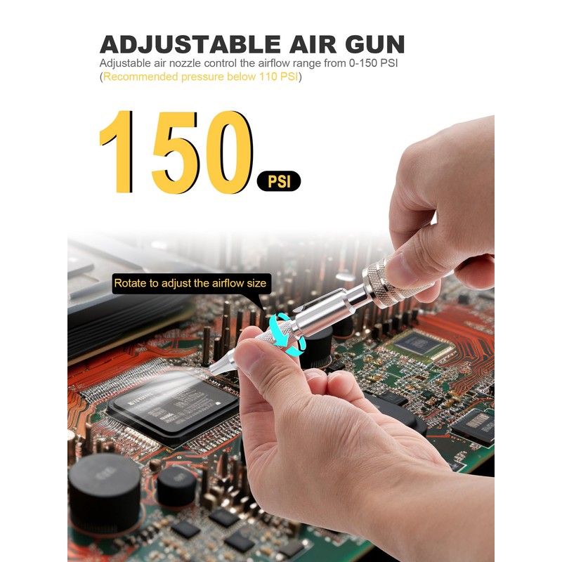 Adjustable Pocket Air Blow Gun, Industrial Style "M" 1/4 Inches