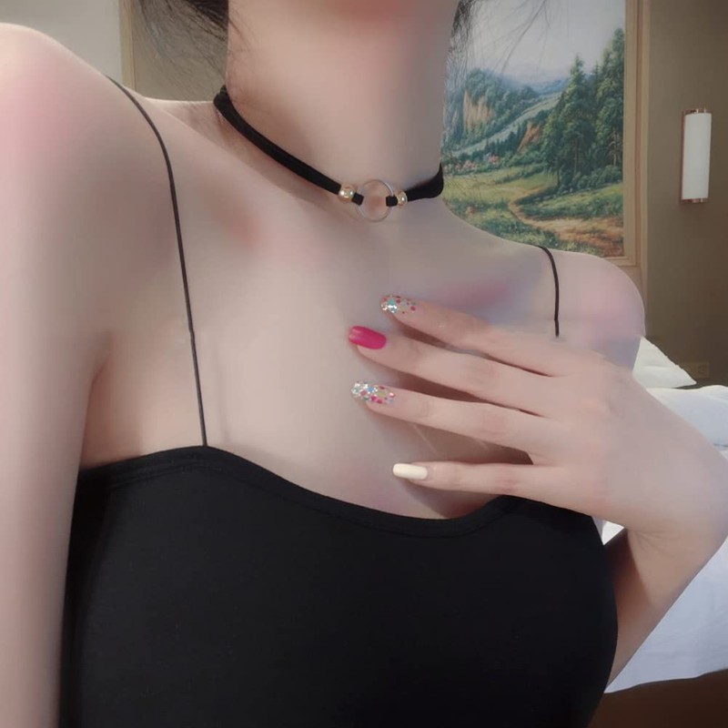 Deelfel Women's Choker, Black, Choker Ring, Round, Circular Choker, Collar,