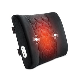 CILI Lumbar Support Pillow for Office Chair, Heated Back Support Pillow with Vibration, Back Massager for Chair, Back Rest Cushion Pillow for Desk Chair Sofa, Gifts for Mom Dad Women Men