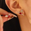 Cimenexe Bohemian Ruby Crystal Bird Stud Earrings Gold Ruby CZ