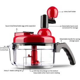 Hand crank food processor chopper for vegetables fruits nuts with egg white separator