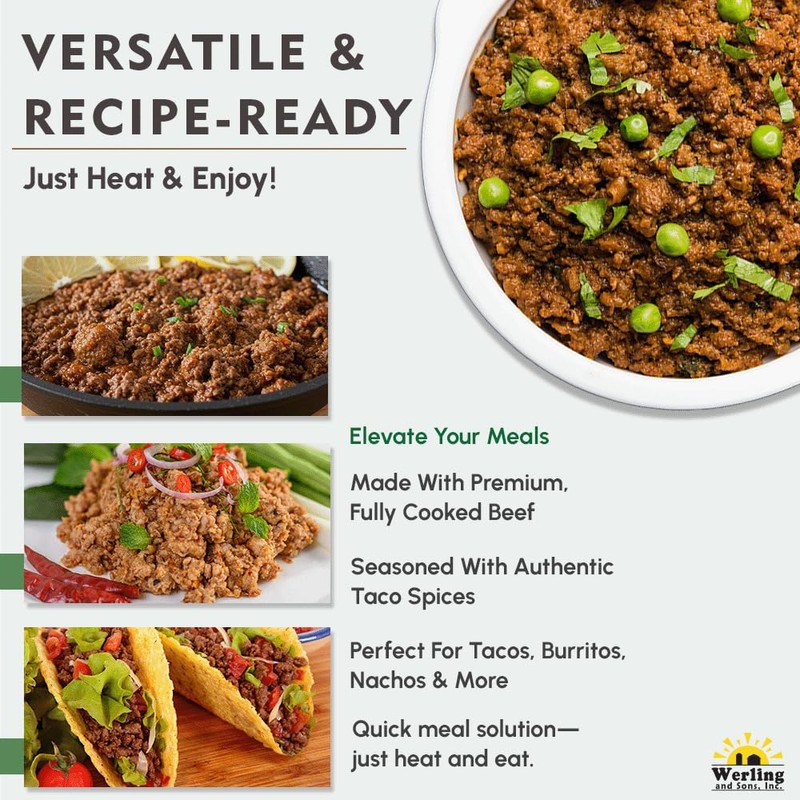 Werling & Sons Taco Beef Filling 14.5 Oz Fully Cooked