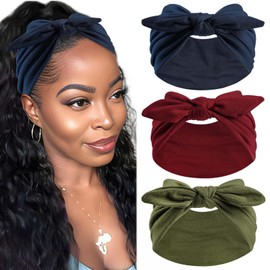 STGDAK Wide Headbands for Women Stretchy Bow Headband Cute Headwraps Twisted Knot Bandana Headbands Non Slip Turban Workout Yoga Hairbands Stylish Boho Headband Vintage Hair Accessories