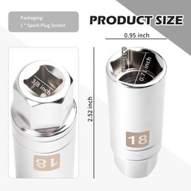 18MM Spark Plug Socket Magnetic,Magnetic Design 6-Point Spark Plug Removal Tool for Replacement,Heavy-Duty Steel Sparks Plugs Tool Car Accessories for 3/8" Drive