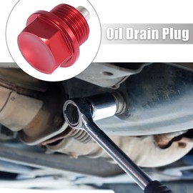 X AUTOHAUX Magnetic Oil Drain Plug M18 x 1.5 Oil Pan Pan with Sealing Ring Car Oil Plug Kit Red