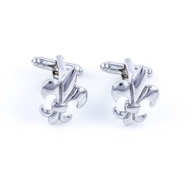 Par de gemelos clásicos MRCUFF Fleur De Lis en una caja de regalo y paño de pulido