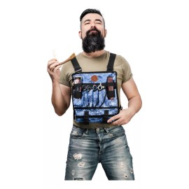 Barbest Pechera Para Barbero Peluquero & Lady Barber Tactic Front Color Azul Pixel Tactic Front Insignia