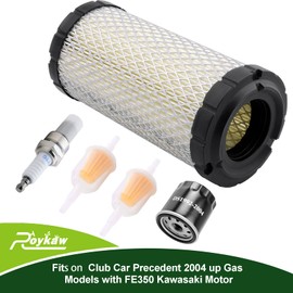 Roykaw Club Car Tune Up Kit for Precedent 2004-up Gas Golf Cart Models with FE350 Kawasaki Motor, Includes Spark Plug, Air Filter, Oil Filter, Fuel Filter