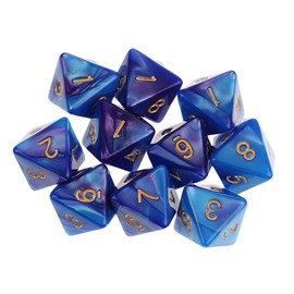 Yourandoll 10pcs Polyhedral Dice D8 Dice 8-Sided Dice for Dungeons and Dragons, DND, TRPG, MTG and More Table Games (Blue Purple)