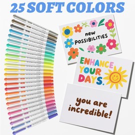 Zmcik Double Ended Highlighters with Soft Chisel Tip, 25-Pack Quick Dry Assorted Colors, Pastel Highlighters Set for School/Office Journaling, Bible Assorted Colors