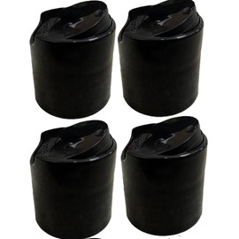 PP Plastic Disc Top Caps, 24/410 Replacement Press Caps, Black (4)