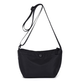 NOTAG Women's Shoulder Bag, Cross-Body Shape, Nylon, Wallet, Pochette, Small, Lightweight, Shoulder, Large Capacity, Gusset, Simple, Plain, For Girls, Walks, Travels, Commutes, School, Outings, Black