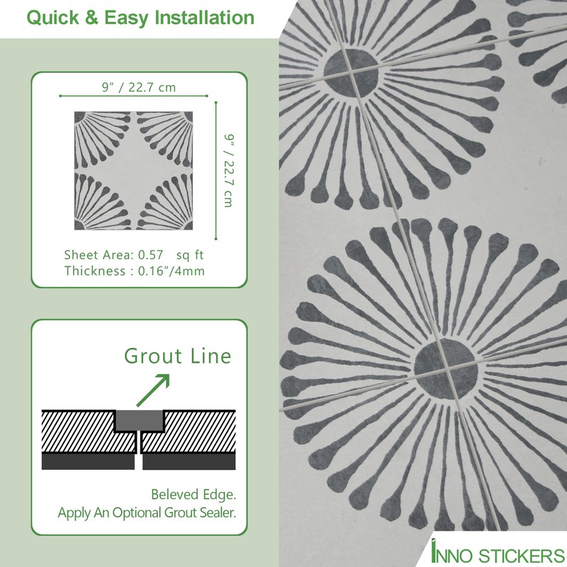 INNO STICKERS 16-Sheet Peel and Stick Floor and Wall Tile,