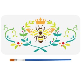 FINGERINSPIRE Bee Stencil with a Paint Brush 11.8x5.9Inch Vintage Medallion Bee and Arabesques Stencil Bees Crown Painting Stencil Bees Laurel-Wreath Drawing Templates for Wall Tiles Paper Furniture
