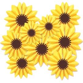 Containlol 12 Pcs Flower Paper Fans Decorations Daisy Flower Hanging Paper Fans Set Retro Floral Fans 3D Ornaments for Wedding Baby Shower Birthday Party Decor(Yellow,Sunflower)