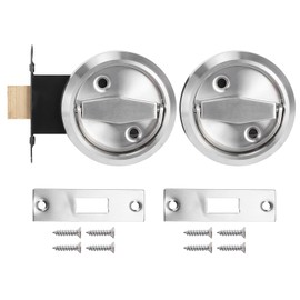 Security Door Lock, Sliding Pocket Door Bathroom Privacy Lock Set Passage Door Handle Lock Knobs Lockset Round Pocket Door Lock Privacy Door Latch Lock