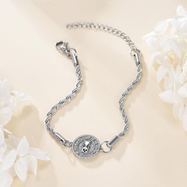 ANGSAU Memento Mori Bracelet S925 Sterling Silver Memento Mori Bracelet Stoic Stoicism Jewelry Gifts for Men Women