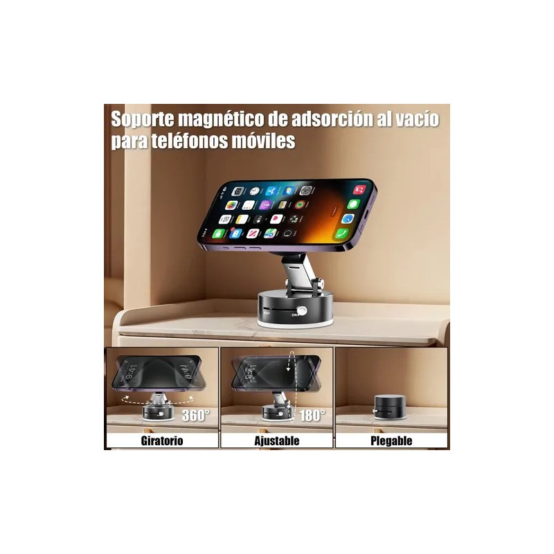 Soporte Celular Auto Magnético Qzgyoool Ventosa Ajustable Negro