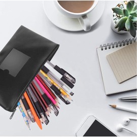 MUSLONG Bank Bag, Bank Folder, Money Bag, Pack of 10, PU Document Folder, Purse, Cosmetic Bag, Money Folder with Zip and Window, Multi-Colour