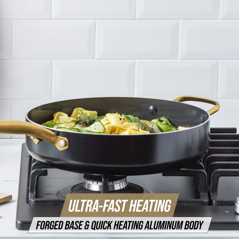 Blue Diamond 4QT Saute Pan with Lid, Non Toxic Induction