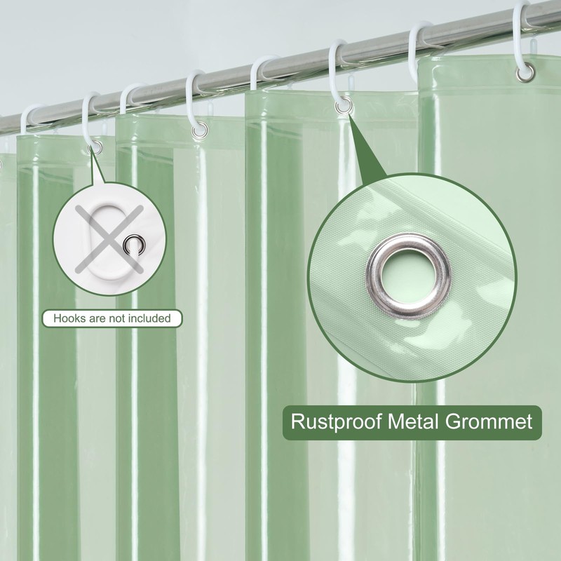 UFRIDAY Green Clear 72 x 84 Shower Curtain Liner,Extra Long