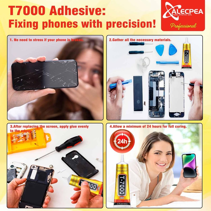 ALECPEA Upgrade T-7000 Black Adhesive Glue - 3PCS 50ml |