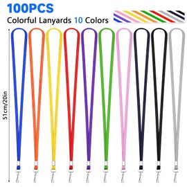 100 Pcs Lanyards Bulk, Lanyards for ID Badges, ID Badge Holder Lanyard, Neck Strap Lanyard with Metal Clip for Key Keychain Name Tag ID Card, Multicolor