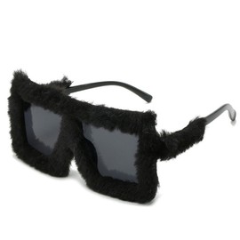 arrderly 1 Black Plush Glasses, Fashionable Personality Glasses, Party Glasses, Perfect for Parties, Birthday Parties