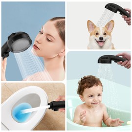 SINGSUO High Pressure Handheld Shower Head with On Off Switch, Detachable Shower Head, 3 Spray Modes Shower Massager Handheld with Hose and Adjustable Angle Bracket (Oil Rubbed Bronze)