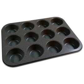 CasaWare Mini Muffin Pan 12 Cup Ceramic Coated Non-Stick (Silver Granite)