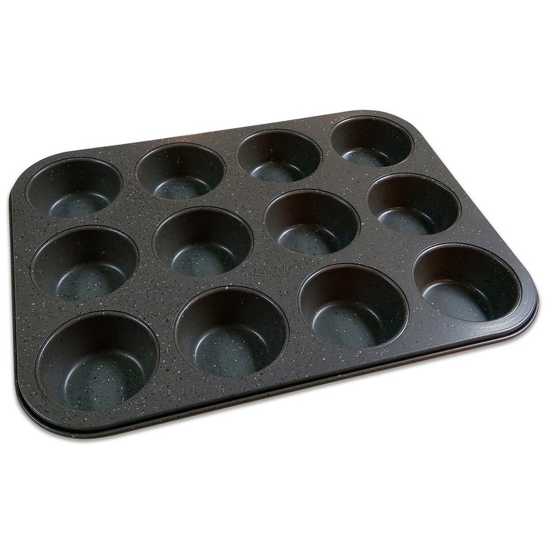 CasaWare Mini Muffin Pan 12 Cup Ceramic Coated Non-Stick (Silver