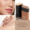 Multi-purpose Foundation Stick with Built-In Brush, Face Makeup, Natural Long-lasting