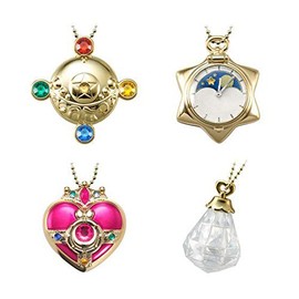 Bandai Shokugan Sailor Moon Series 4 Miniaturely Tablet Complete Set of 4 ( Transformation Brooch, Moon Phase Pocket Watch, Cosmic Heart Compact & Legendary Silver Crystal )