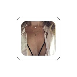 Andelaisi Boho Layered Crystal Y Lariat Necklace Long Rhinestone Y Necklace Vintage Cz Y Drop Necklace Chain Gold Crystal Pendant Necklace Jewelry for Women