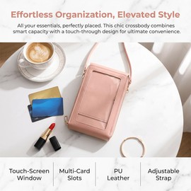 Anti Theft Leather Bag, Touchscreen Phone Crossbody Bag for Women, Small Touch Screen Crossbody Phone Purse