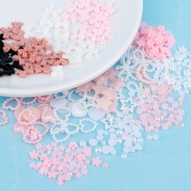 Hotalisona 3D Nail Flower Charms Pearls Jewels and Gems Rhinestones Nail Art Kit Stuff Supplies Heart Cute Pink Bows Rhinestone with Picker Tool White Pencil for Design Kit Techs
