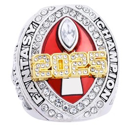 noblehead 2025 Fantasy Football Championship Ring With Box | Heavy FFL Champion Trophy Ring | Gold Silver Tone Plated Award Trophy for Fantasy Football League Winner (size 10 with free FFL logo box)