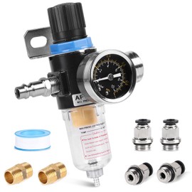 SWAWIS Pressure Regulator Compressed Air Water Separator Compressed Air 1/4 Inch Pressure Regulator Compressor with Quick Coupling Maintenance Unit Compressed Air Water Separator