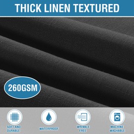 H.VERSAILTEX Rectangle Linen Textured Table Cloth Thick Fabric Wrinkle Free Washable Dust-Proof Tablecloth for Dining, Buffet Parties, Picnic, Events, Weddings and Restaurants, 177cm Round, Black