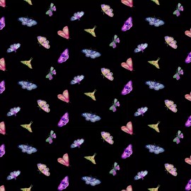 Clothworks Midnight Dreams Twilight Forest Moths Moths Y4234-3 Black Fabric Clothworks BTHY