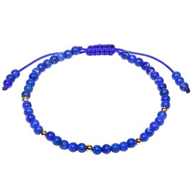 Jewboo Gemstone Bracelet for Women Crystals and Healing Stones Beaded Stone Chakra Bracelets Healing Energy Crystal Jewelry Gifts Adjustable 4mm (Lapis Lazuli)