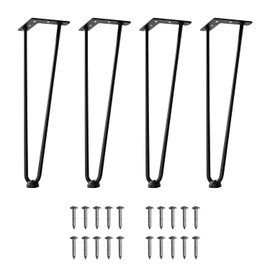 Ironalita 20 Inch Hairpin Legs for Furniture Set of 4, Heavy Duty Industrial Metal Table Legs with 3/8" Black Solid Iron, DIY Hair Pin Legs for Coffee Table, Bench, End Table with 4 Floor Protectors